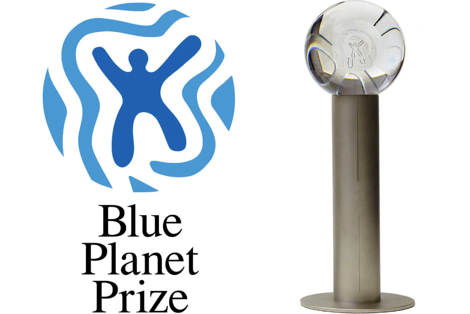 Image of logo and award of Blue Planet Prize.